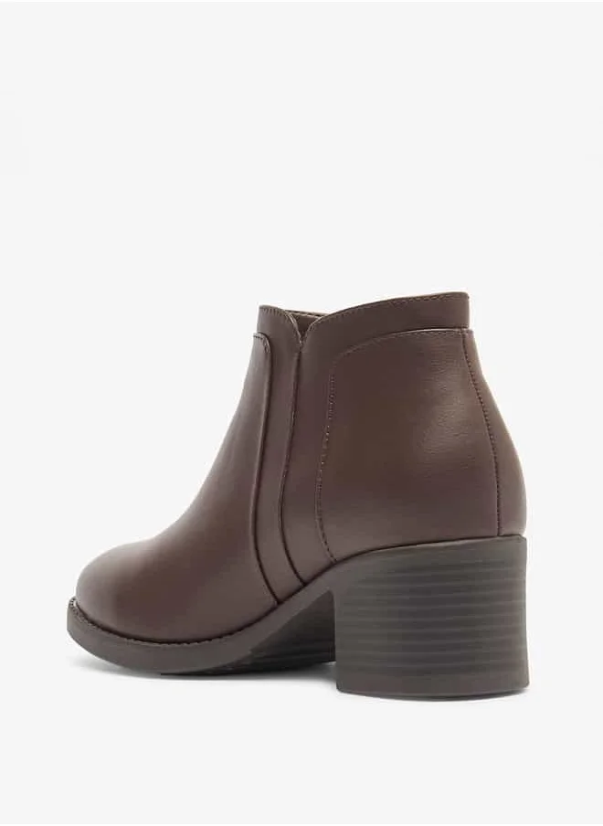 فلورا بيلا من شو إكسبرس Women Solid Ankle Boots with Block Heels and Zip Closure
