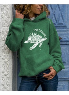 Generic Long Sleeve Hoodie Womens Fashion Animal Print round Neck Pullover Sweatshirt Streetwear Style Comfortable Fit Polyester Fiber green hooded  - Image 1