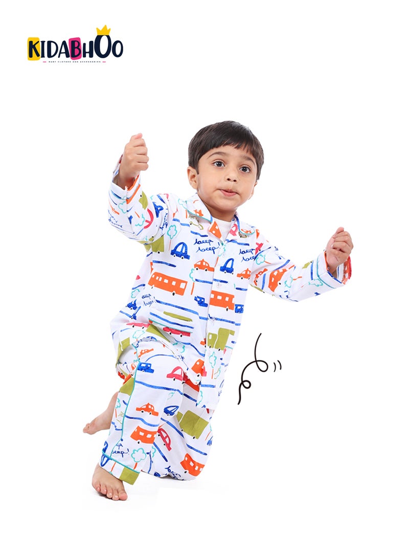 Kidabhoo Kids Pajamas Set - Colorful Cars Cruise 2-Piece - Image 1