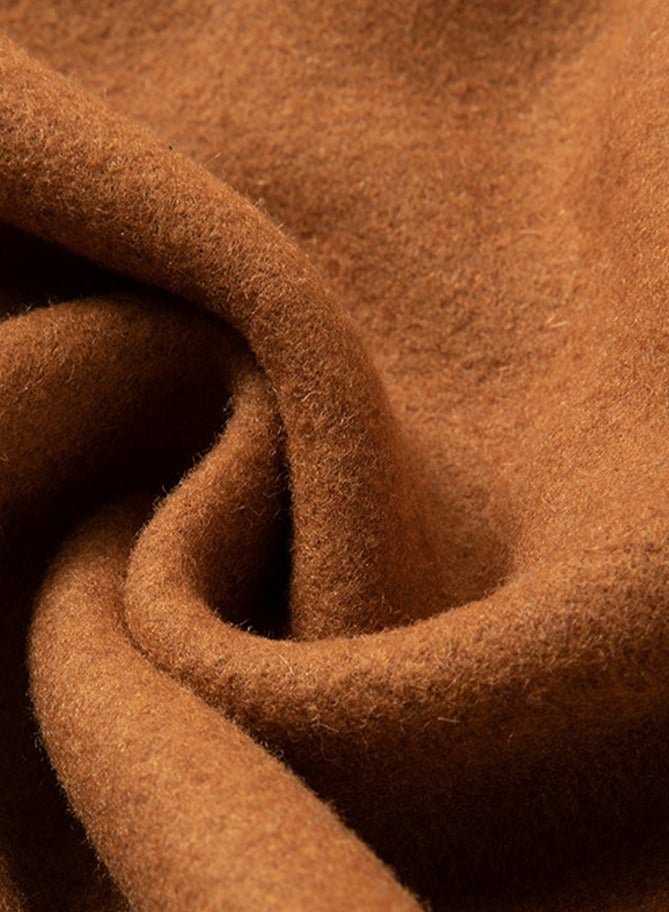 Loquat Men's Wool Blend Detachable Hooded Coat Thick Windbreaker Trench Soft Warm Coat Camel  - Image 4