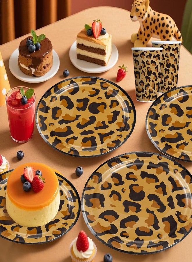 cocomigo 347 Pcs Cheetah Birthday Decorations Tableware Set Serves 50 Guests, Cheetah Print Supplies Include Banner, Plates, Balloons and Tablecloth Etc, for Leopard Birthday Decorations - Image 5