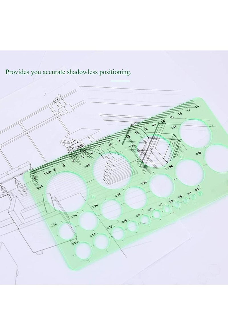 SYOSI - Circle Templates Drafting Tools Measuring Geometry Ruler Plastic Geometric Painting Stencils Scale Shape Stencils Drawing Set for School and Office Building Formwork Drawings - Image 1