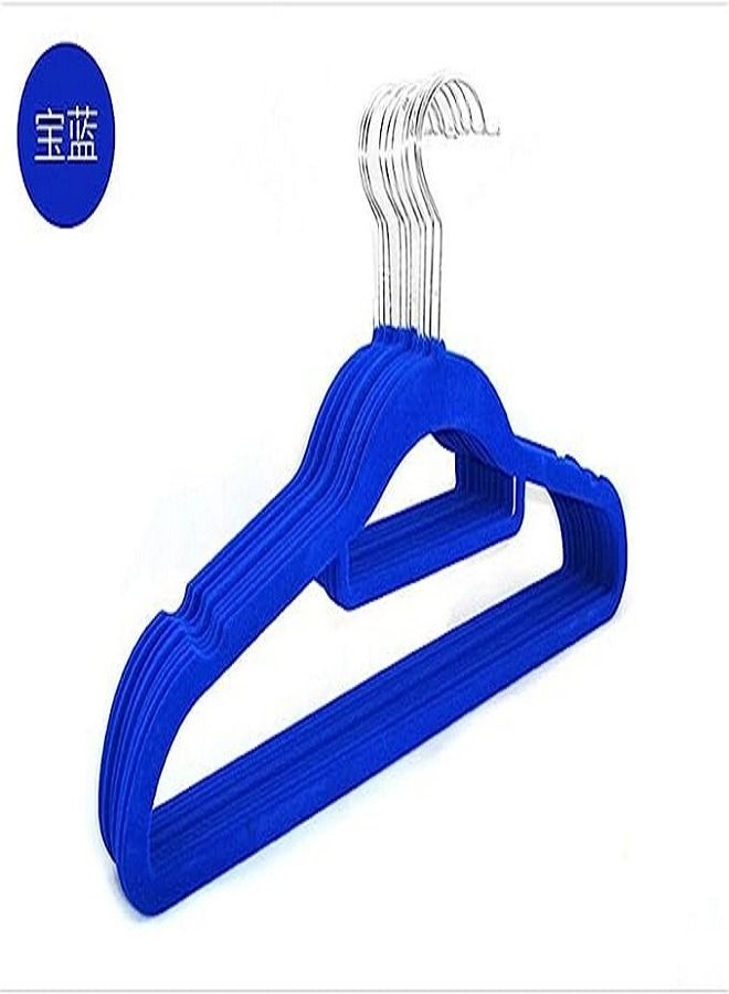 Hangers Wall Hangers 10 Pieces Colorful Non-Slip Velvet Clothes Hanger 360 Degree Swivel Hook Strong and Durable Stacked Velvet Cloth Hanger (Deep Blue) - Image 2