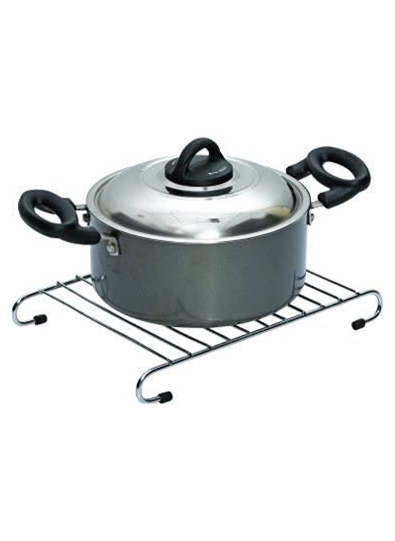 sulfar Sulfar Dining Table Stainless Steel Stand/Wire Ring Stand/Trivet Round Ring/Hot Pot Ring Trivet (Silver) Pack of 1  - Image 1
