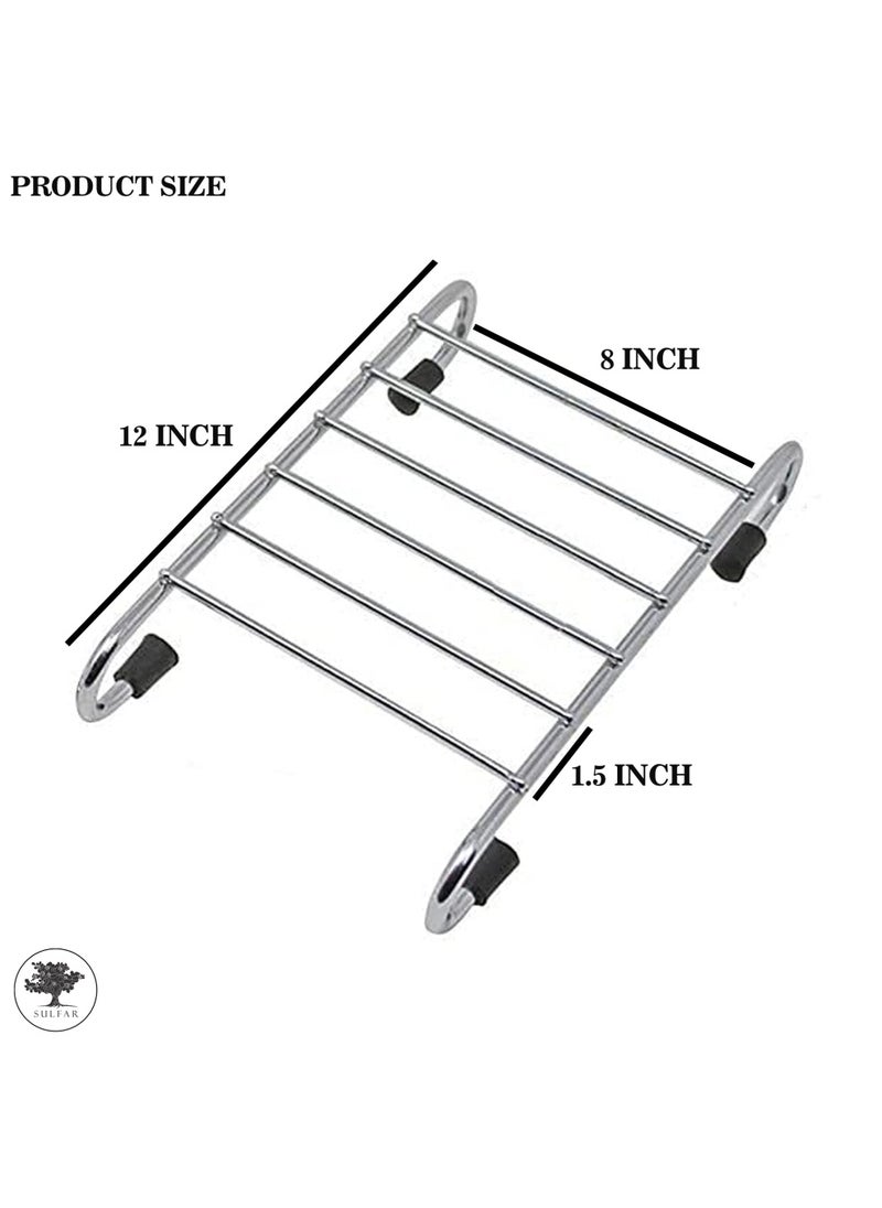 sulfar Sulfar Dining Table Stainless Steel Stand/Wire Ring Stand/Trivet Round Ring/Hot Pot Ring Trivet (Silver) Pack of 1  - Image 2