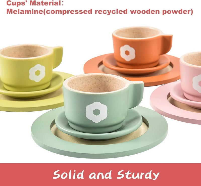Giant bean 27PCS Wooden Toy Plates and Dishes for Kitchen Set, Wooden Play Kitchen Accessories for Girls and Boys, Montessori Toys, Christmas Birthday Gift for Kids - Image 3