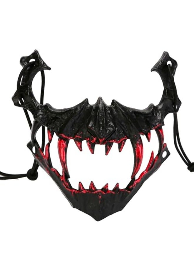 CCOVERY Japanese Costume Mask Half Face Mask Skull Scary Mask Party Cosplay Decorative - Image 1