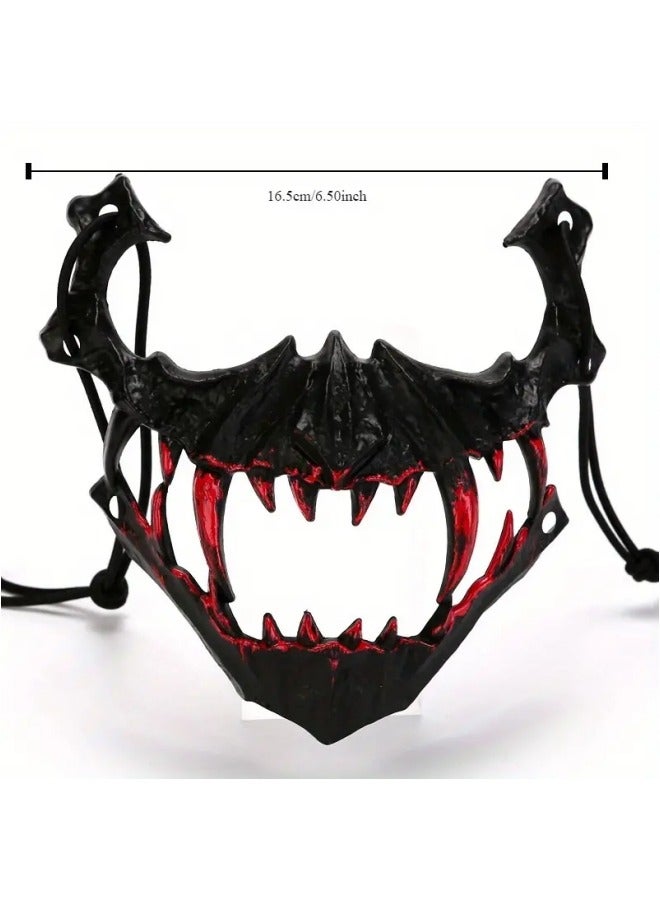 CCOVERY Japanese Costume Mask Half Face Mask Skull Scary Mask Party Cosplay Decorative - Image 2