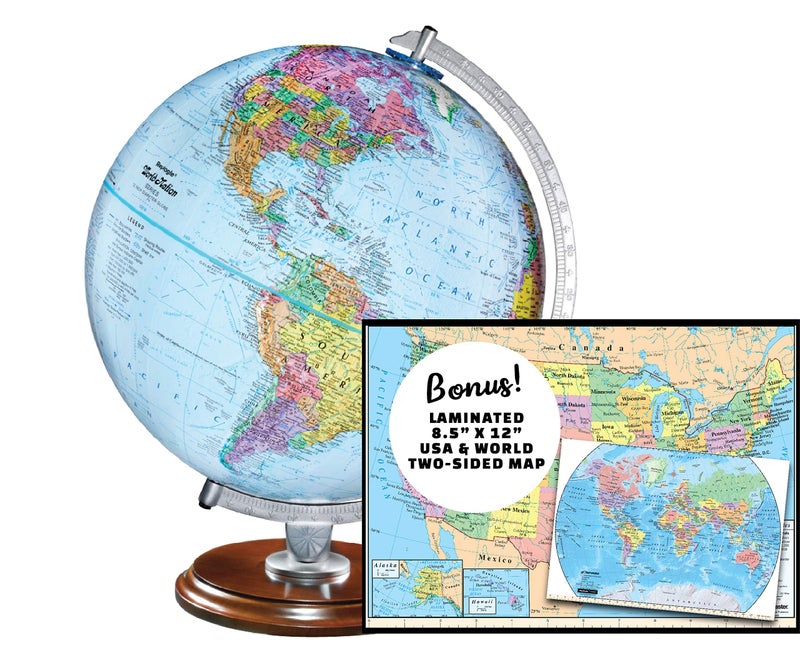 Replogle Student  Educational Classic World globe Blue Ocean Raised Relief feature including a bonus map made in USA 1230cm diameter