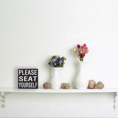 Yankario Farmhouse Funny Bathroom Signs Decor, Classic Wooden Box Sign 6" Square, Black/White Please Seat Yourself - Image 4