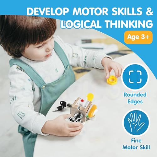 RITHVI STORE 7-in-1 Montessori Busy Board for Toddlers | Wooden Sensory Busy Cube with Switches | Travel Toys for Toddler 1-3 | Baby Toy | Toys Gifts for 1 Year Old Boy Girl - Image 5