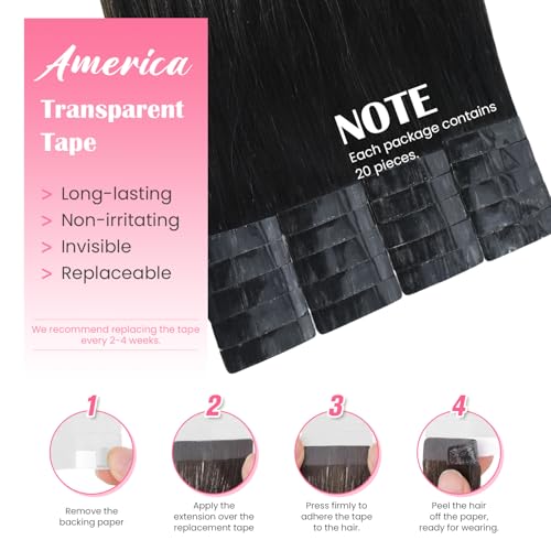 Aison Tape in Hair Extensions 1BT6P1B Natural Black to Chestnut Brown 100% Remy Human Hair Extensions Silky Straight for Fashion Women 20 Pcs/Package(22Inch #1BT6P1B 60g) - Image 3