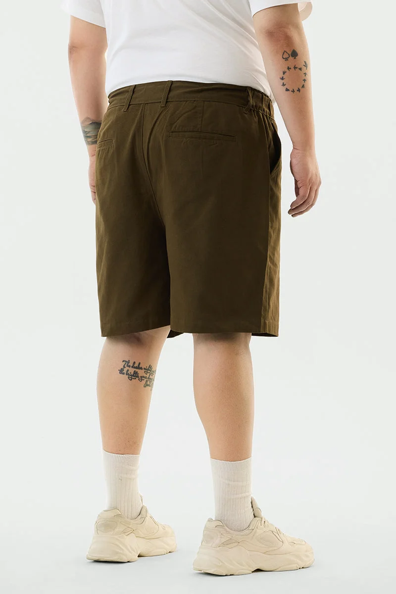 Snitch Olive 100% Cotton Plus Size Shorts for Men | Best Price UAE