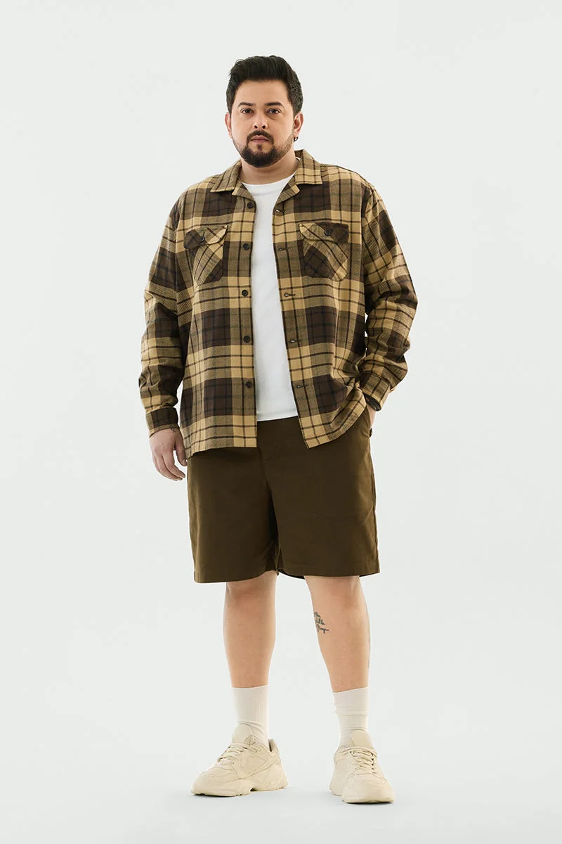 Snitch Olive 100% Cotton Plus Size Shorts for Men | Best Price UAE