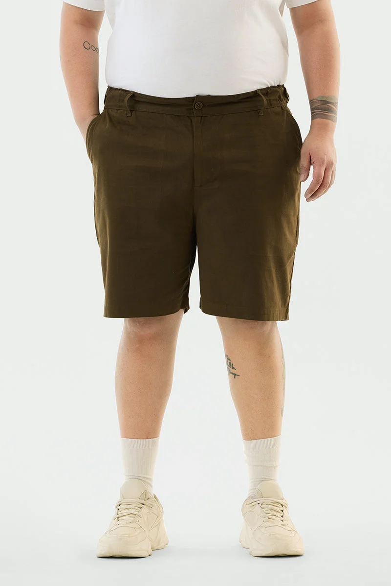 Snitch Olive 100% Cotton Plus Size Shorts for Men | Best Price UAE