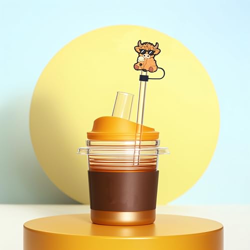 Ibuclein Straw Cover Caps for Stanley Cup Highland Cow Theme,30PCS Highland Cattle Drinking Straw Toppers,10mm Dust-Proof Reusable Straw Cap Tips Lids,Bulk PVC Straw Protector for Party Gifts(Highland Cow) - Image 3