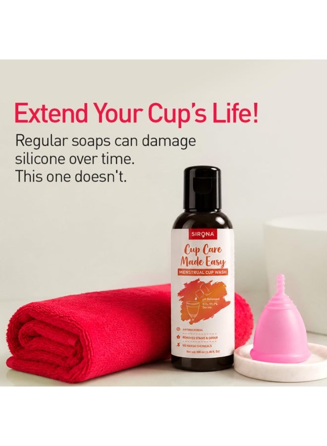 Sirona Natural Menstrual Cup Wash for Women - 100 ml with Rose Fragrance to Wash your Period Cup in a Hygienic Way - Image 3