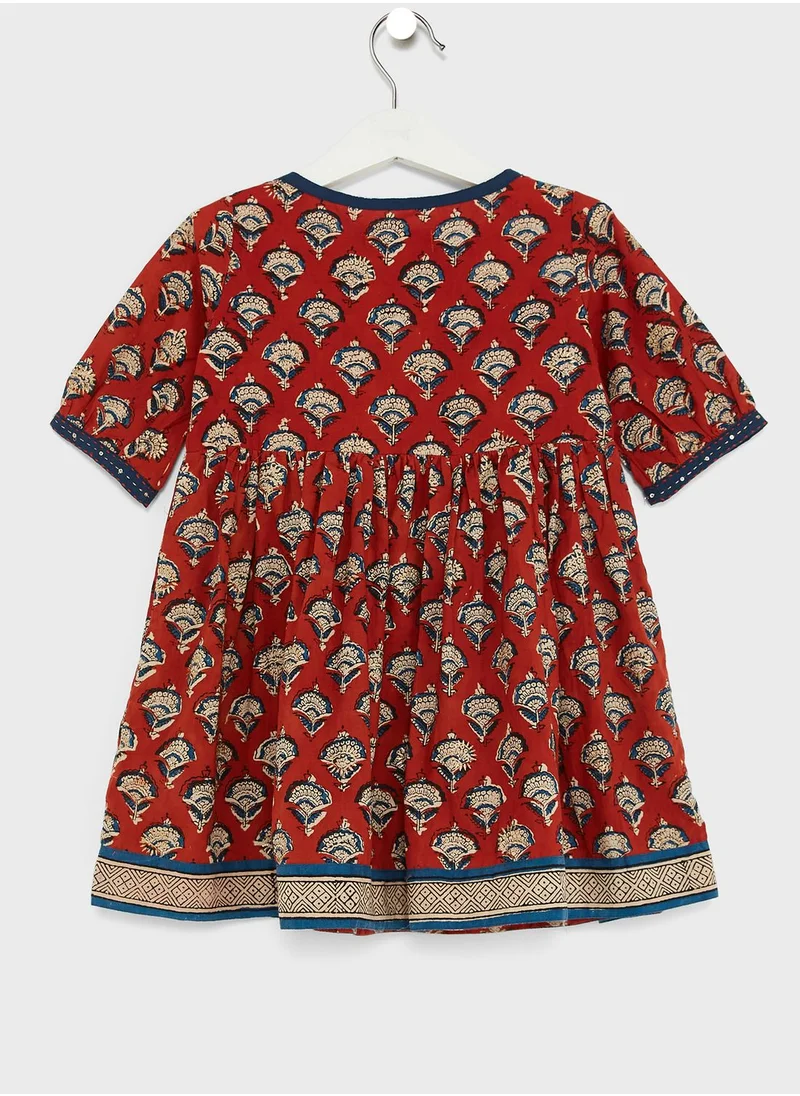 Fabindia Kids Printed Churidar Set