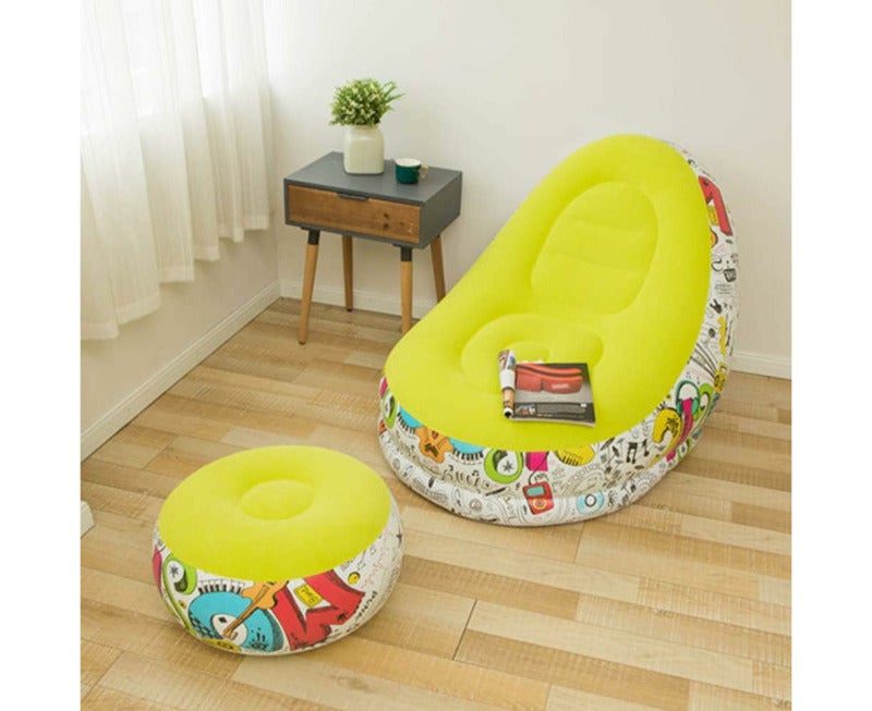Inflatable Sofa: 110x110x85CM Soft Skin-Friendly PVC Material - Breathable Wear-Resistant Ergonomic Support Portable Furniture for Home Travel Outdoor Activities - Image 3
