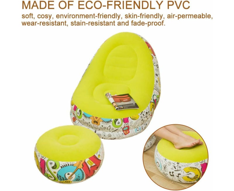 Inflatable Sofa: 110x110x85CM Soft Skin-Friendly PVC Material - Breathable Wear-Resistant Ergonomic Support Portable Furniture for Home Travel Outdoor Activities - Image 2