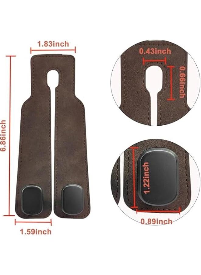 FYLX Headrest Hooks for Car Leather Car Seat Headrest Hooks Universal Leather Car Seat Storage Hanger Ideal for Purse Coats Umbrellas Grocery BagsOrganization Accessories Brown  - Image 3