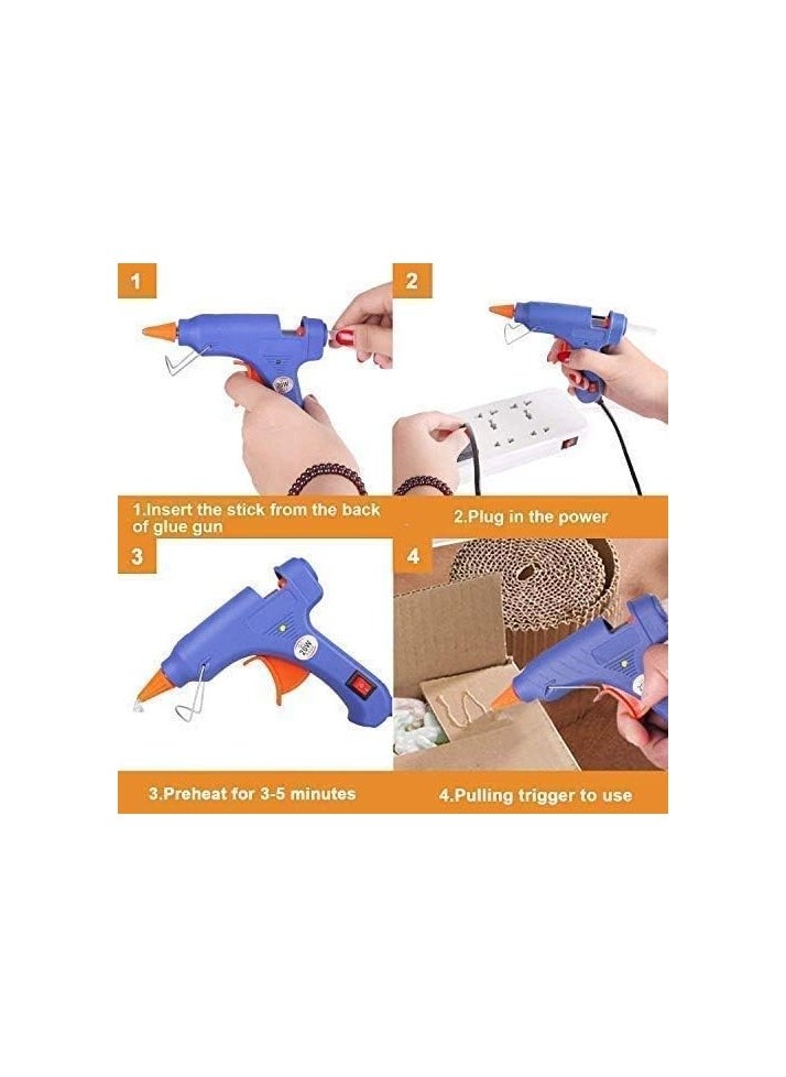 HAANDY Hot Melt Glue Gun with secure nozzle, 50Pcs Glue Sticks and finger protectors, Removable Anti-Hot Cover Glue Gun Kit, Assorted colors  - Image 3