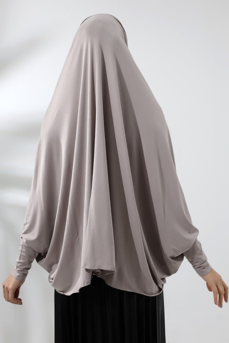 Mink Ready-made Practical Sultanbaş Hijab Sleeve Combed Cotton Soufflé Scarf Hijab
