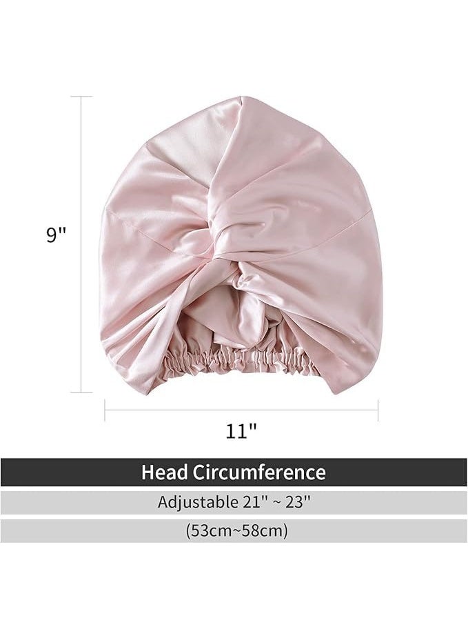 Satin Bonnet Sleep Bonnet Cap, Mulberry Silk Sleep Cap, Natural Silk Night Bonnet, Lightweight and Breathable, for Face Washing, Shower, Spa, Makeup and Hair Care, for Women and Girls  - Image 2