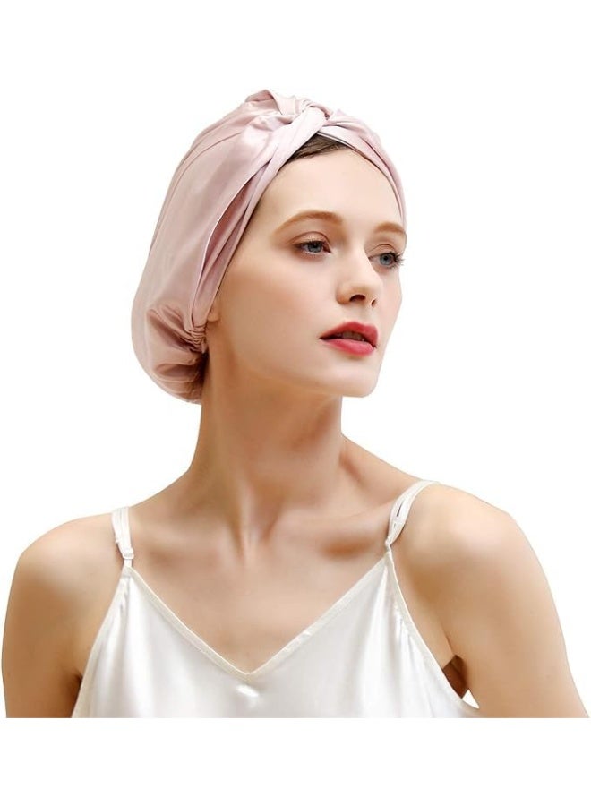 Satin Bonnet Sleep Bonnet Cap, Mulberry Silk Sleep Cap, Natural Silk Night Bonnet, Lightweight and Breathable, for Face Washing, Shower, Spa, Makeup and Hair Care, for Women and Girls  - Image 1