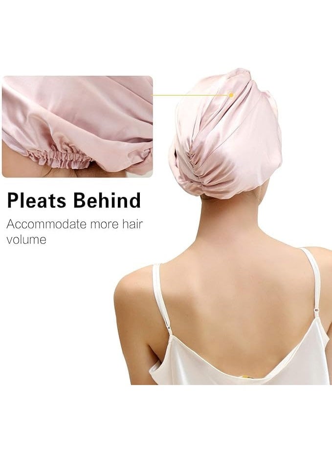 Satin Bonnet Sleep Bonnet Cap, Mulberry Silk Sleep Cap, Natural Silk Night Bonnet, Lightweight and Breathable, for Face Washing, Shower, Spa, Makeup and Hair Care, for Women and Girls  - Image 4