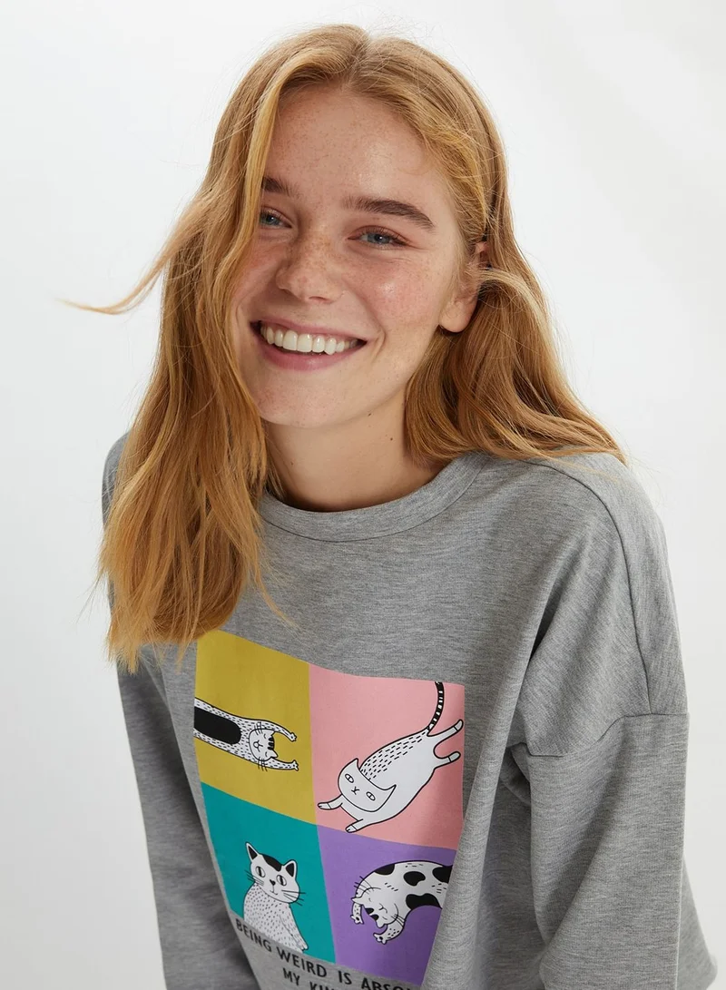 trendyol Round Neck T-Shirt & Pyjama Set