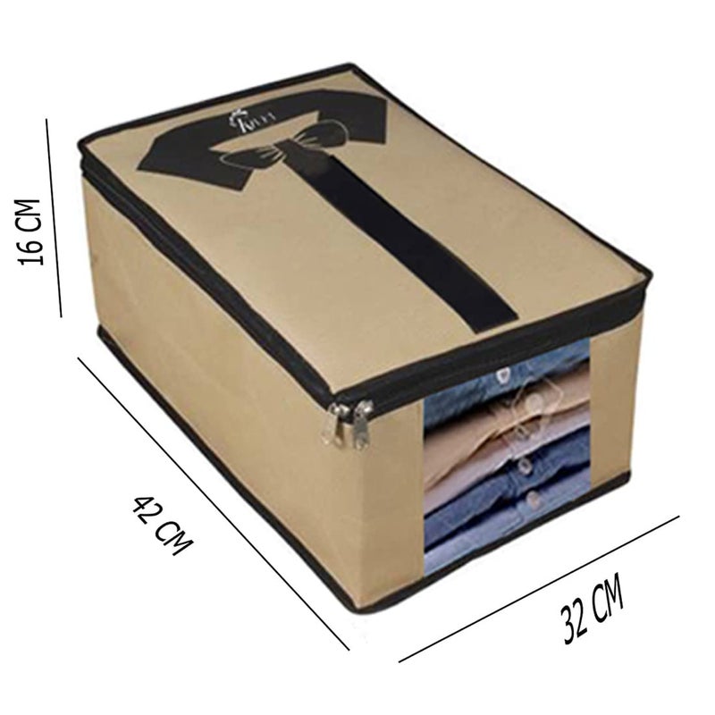 KIVYA KIVYA T Shirt Covers Storage Bags for wardrobe Organizers Shirts Organiser and Clothing Box For Closet Clothes Beige Non Woven Set of 6 - Image 3