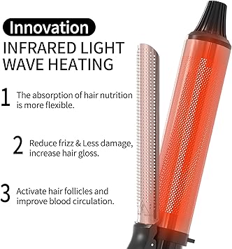 K&K KK Professional Infrared Dual Voltage Curling Iron 38mm Rose Gold Aluminium Barrel with Display for Temperature Control up to 232C - Image 2