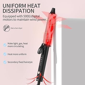 K&K KK Professional Infrared Dual Voltage Curling Iron 38mm Rose Gold Aluminium Barrel with Display for Temperature Control up to 232C - Image 3