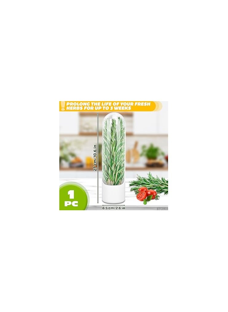 NYCHKA Herb Storage Containers for Refrigerator - 1Pcs Asparagus Fresh Produce Keeper - Modern Style - BPA Free ABS Plastic & Stainless Steel - 10.04 x 3.35 inches - Image 4
