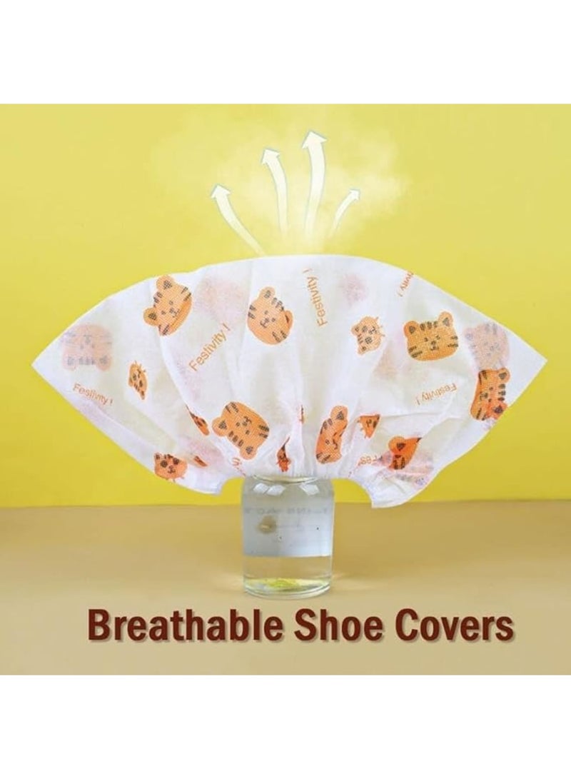 SYOSI Disposable Shoe Covers Non Slip Indoor Foot Protectors, Breathable Anti Dirt Shoe Protector for Home Office Clinic Travel, Thickened Waterproof Boot Covers for Men Women, 200 Counts Beige - Image 4