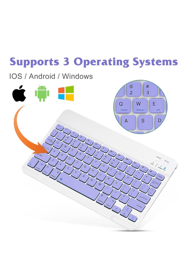 GULFLINK Wireless Bluetooth Rechargeable Keyboard, Multi-Device Universal Bluetooth Keyboard, Portable Keyboard, Suitable for iOS Android, Windows iPad, Tablets MacBook (Purple)  - Image 4
