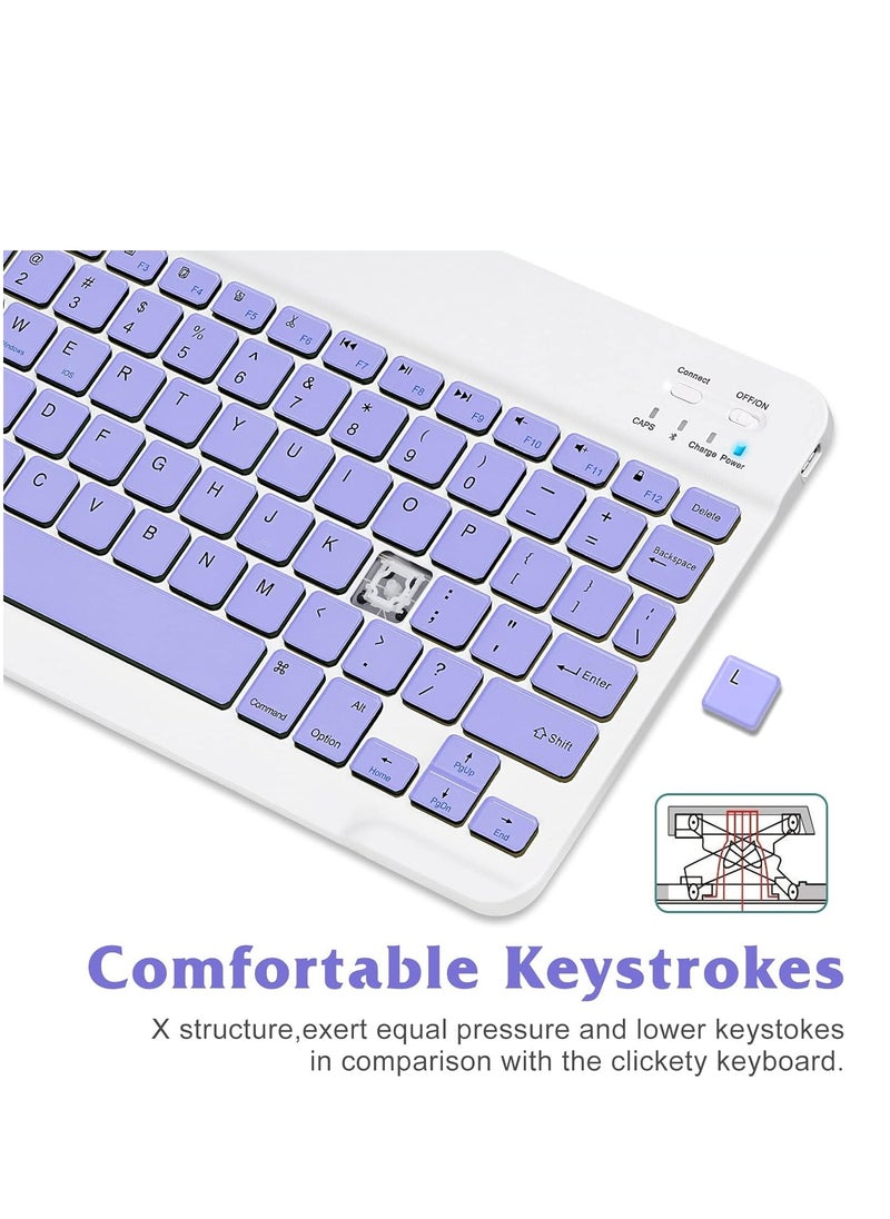 GULFLINK Wireless Bluetooth Rechargeable Keyboard, Multi-Device Universal Bluetooth Keyboard, Portable Keyboard, Suitable for iOS Android, Windows iPad, Tablets MacBook (Purple)  - Image 2