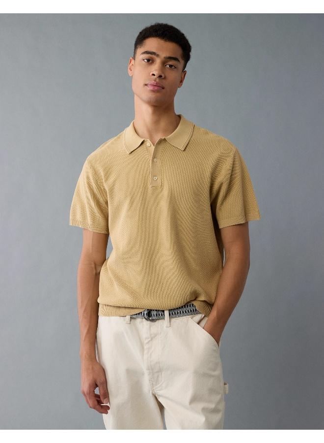 American Eagle AE Washed Sweater Polo Shirt - Image 1