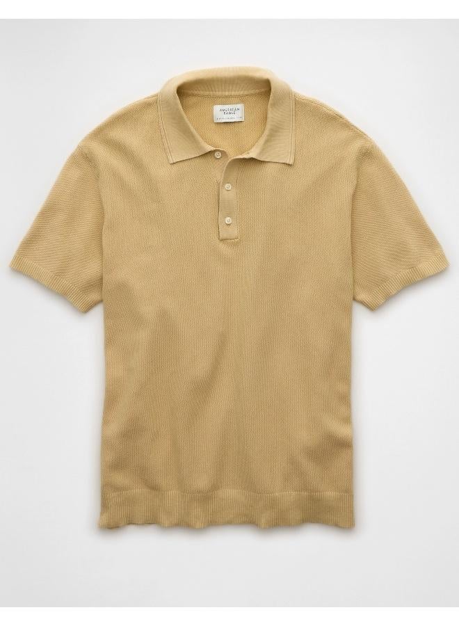 American Eagle AE Washed Sweater Polo Shirt - Image 3