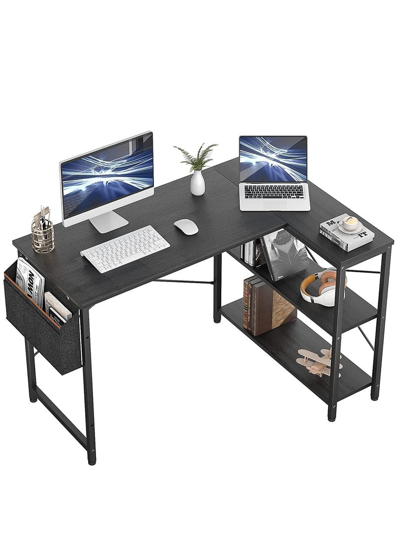 ZUIHAO L Shaped Computer Desk, L-Shaped Corner Desk with Reversible Storage Shelves for Home Office Workstation, Modern Simple Style Writing Desk Table with Storage Bag - Image 1