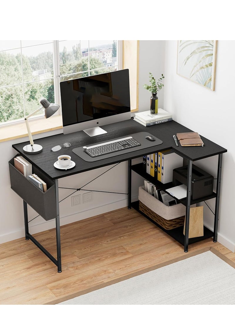 ZUIHAO L Shaped Computer Desk, L-Shaped Corner Desk with Reversible Storage Shelves for Home Office Workstation, Modern Simple Style Writing Desk Table with Storage Bag - Image 4