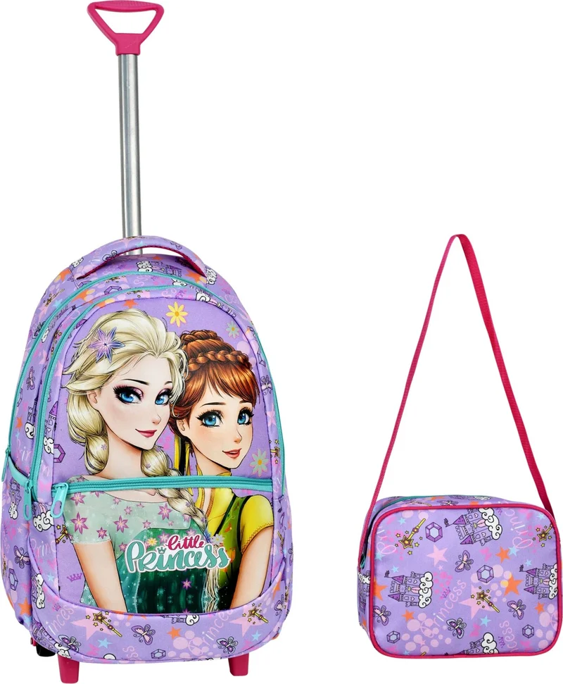 Çantaland Frozen Patterned Primary School Bag with Trolley + Lunch Box