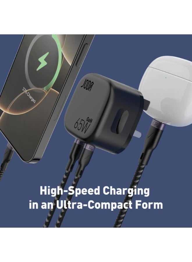 جودا شاحن جداري JODA فولت بود بقوة 65 واط بمنفذين تايب سي - اسود - Image 2