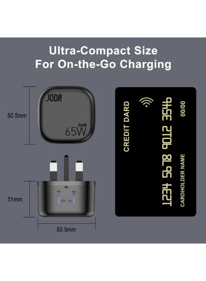 جودا شاحن جداري JODA فولت بود بقوة 65 واط بمنفذين تايب سي - اسود - Image 4