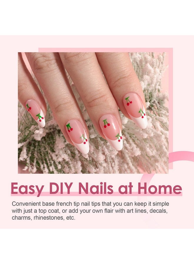 Canvalite French Tip Press On Nails Gel Nail Tips 300Pcs Precolored Quick And Easy Press On Nails Almond Fake Nails With Designs Diy Nail Extensions Pink White - Image 3