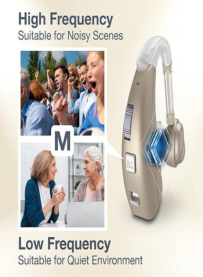 HP SOUND PLUS 2 unit For Both Ear Rechargeable Hearing Aids with Noise Cancelling, Nano Hearing Amplifier Assist Miracle Ear for Adults,Digital Hearing Amplifiers for Hearing Loss (Pair-Gold) - Image 4