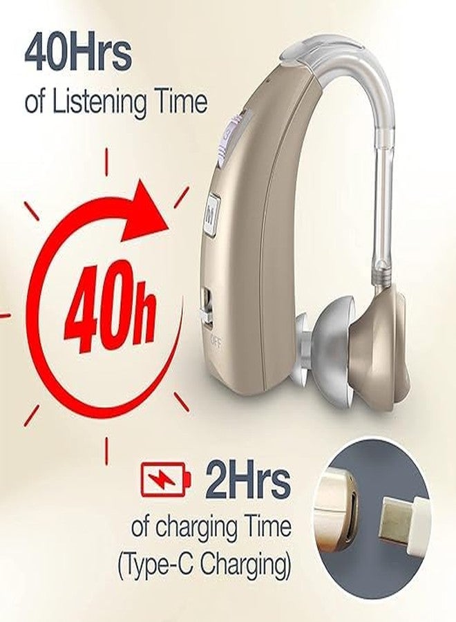 HP SOUND PLUS 2 unit For Both Ear Rechargeable Hearing Aids with Noise Cancelling, Nano Hearing Amplifier Assist Miracle Ear for Adults,Digital Hearing Amplifiers for Hearing Loss (Pair-Gold) - Image 3