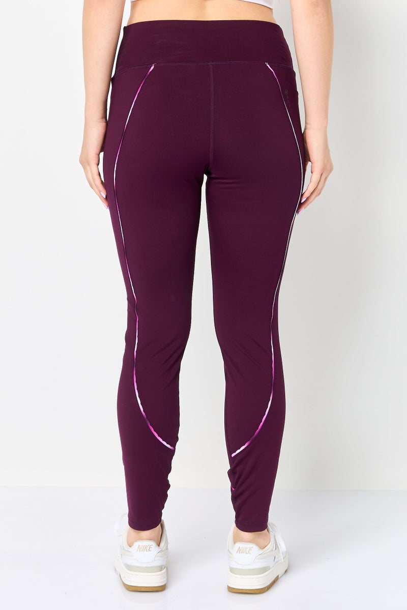 UNDER ARMOUR Women Sportswear Fit Pull On Training Leggings, Burgundy - Image 3