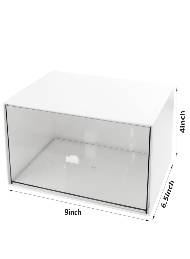 kulusion Desk Drawer Organizer, Stackable Storage Drawers, Plastic White Desk Organizers Great for Makeup Storage Bathroom Organization Accessories Etc - Large 1 Drawers (White) - Image 2